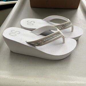 Women's White Wedge Sandals